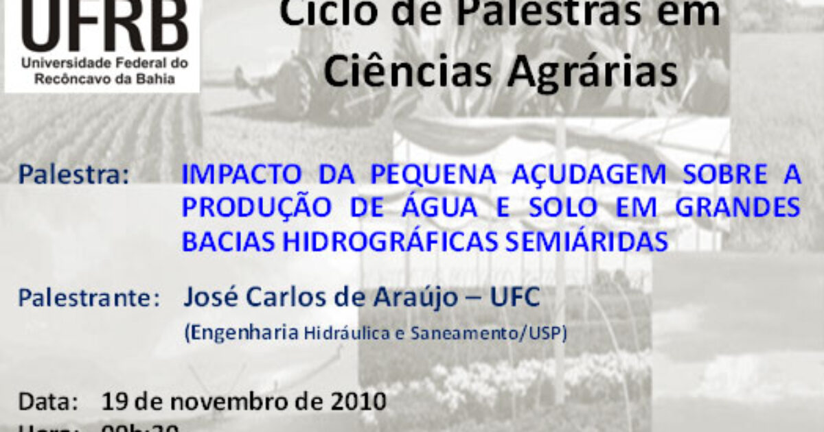 Programa de Pós-Graduação em Ciências Agrárias promove Ciclo de Palestras