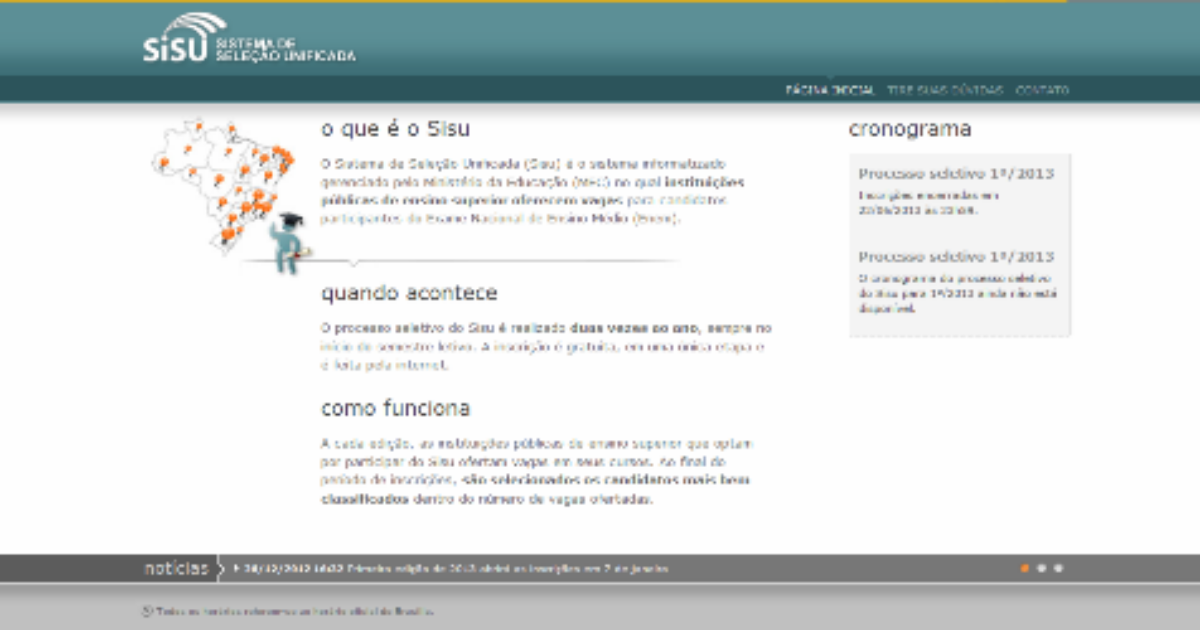 Inscrições para o Sisu 2013 começam em 07 de janeiro