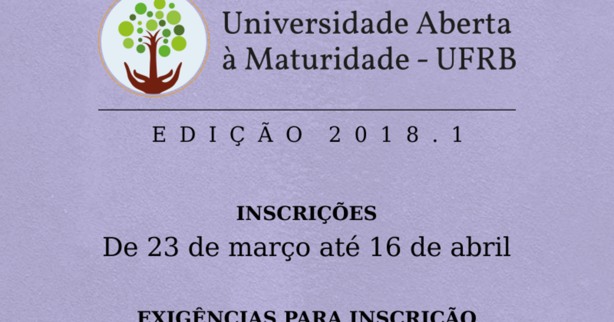 UFRB oferta 110 vagas para Programa Universidade Aberta à Maturidade