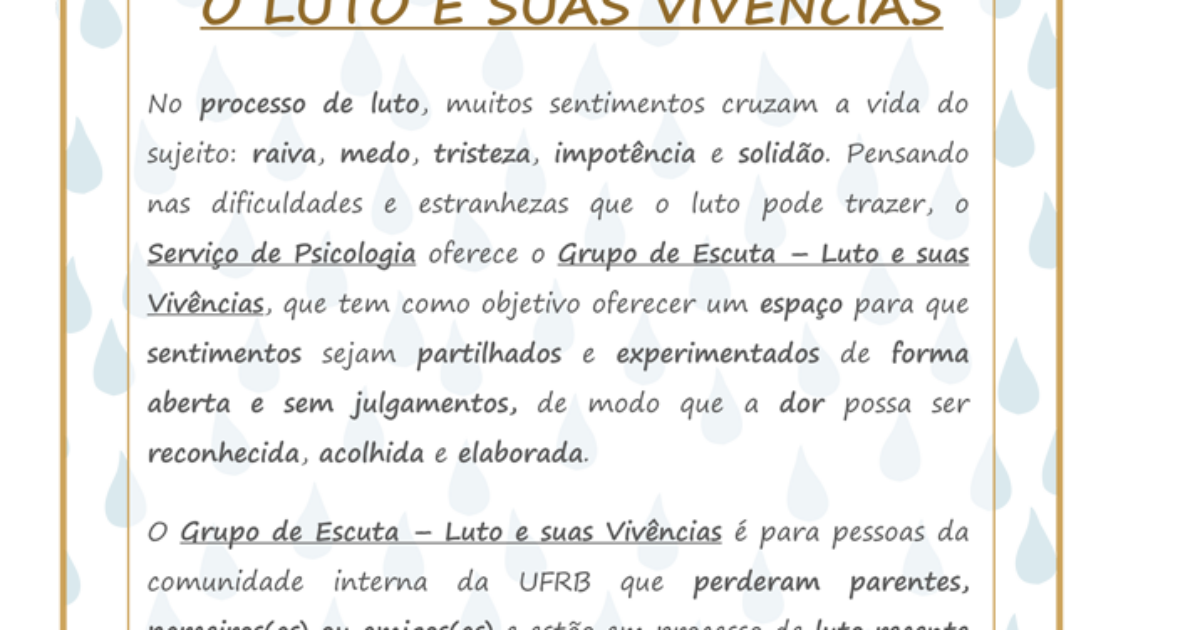 Serviço de Psicologia da UFRB cria grupo de apoio e escuta para pessoas em luto