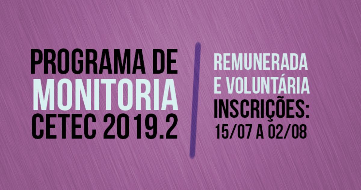 UFRB abre inscrições para Monitoria Voluntária e Remunerada 2019.2 do CETEC