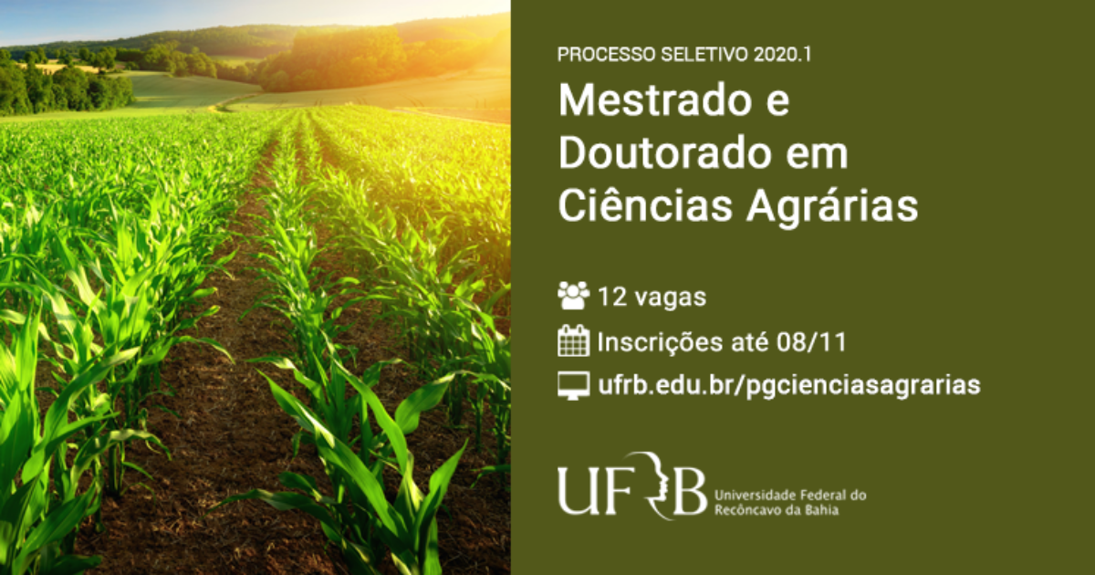 UFRB seleciona alunos para mestrado e doutorado em Ciências Agrárias