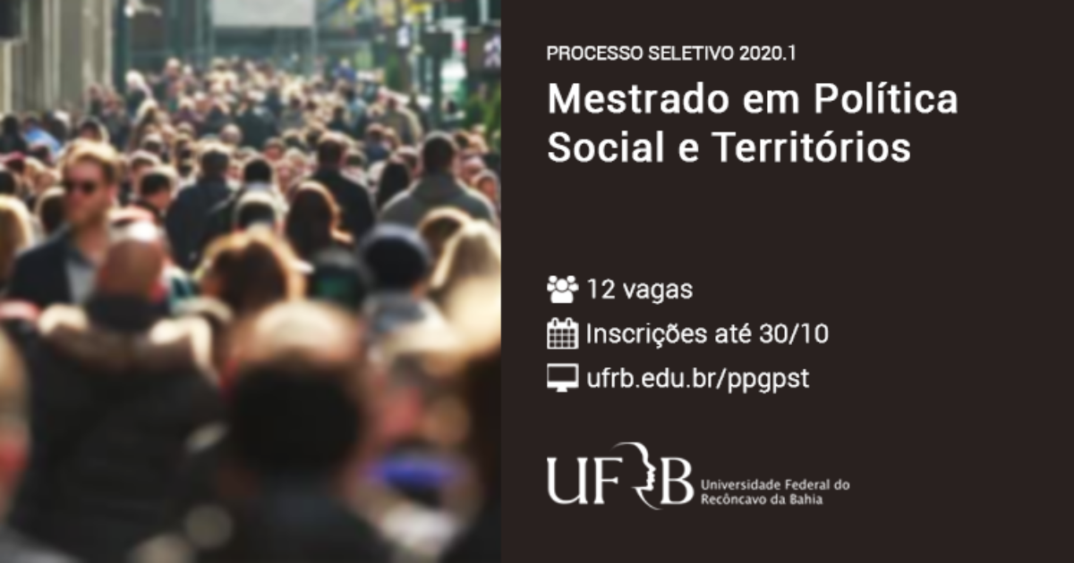 UFRB seleciona alunos para Mestrado em Política Social e Territórios, em Cachoeira