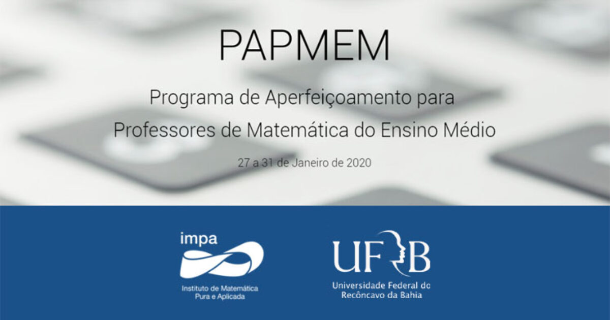 UFRB abre inscrições no Programa de Aperfeiçoamento para Professores de Matemática