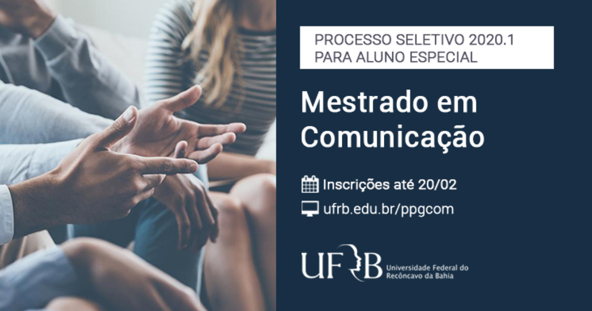 Mestrado em Comunicação da UFRB abre seleção para aluno especial