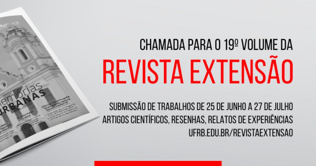 Revista Extensão divulga chamada de trabalhos para a sua 19ª edição