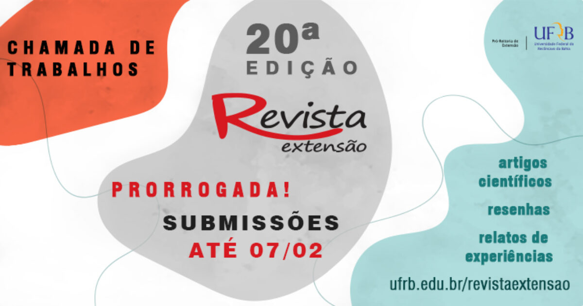 Revista Extensão prorroga prazo para submissão de trabalho até dia 7 de fevereiro