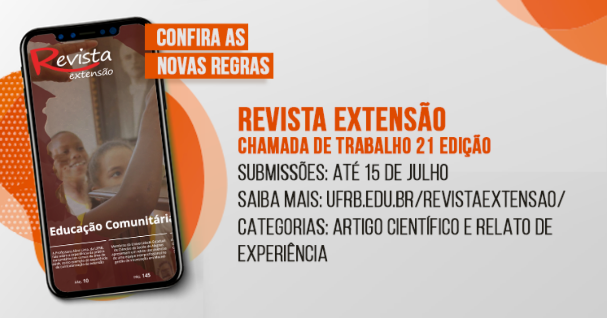 Revista Extensão recebe trabalhos, em nova plataforma, para a sua 21ª edição