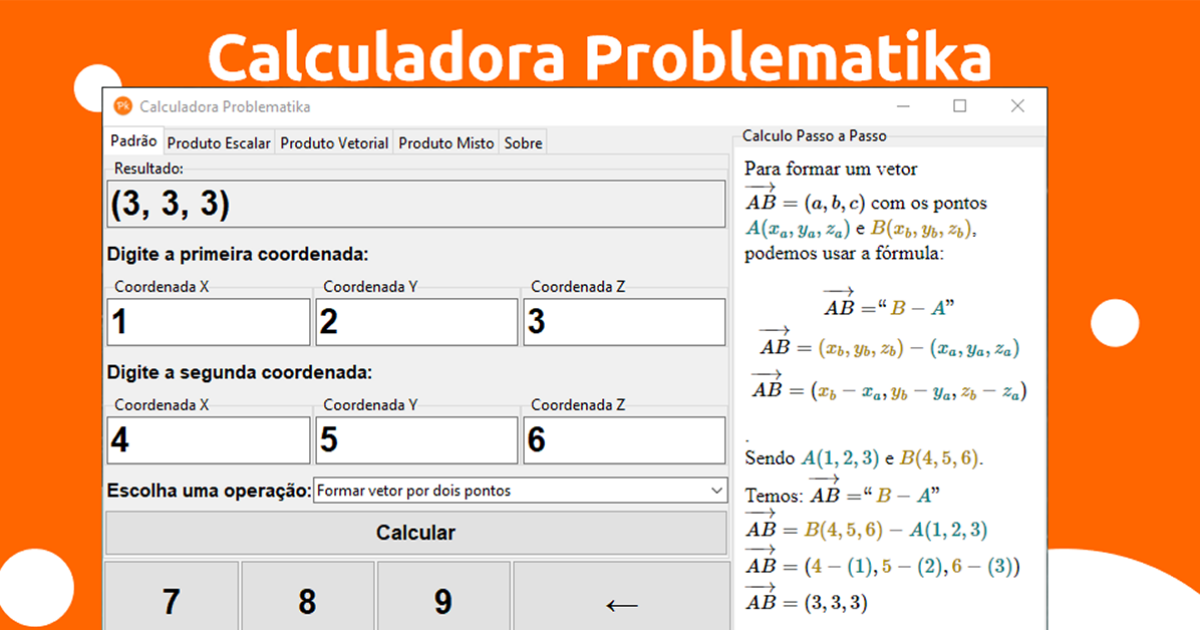 Estudante da UFRB desenvolve calculadora para operações vetoriais passo a passo