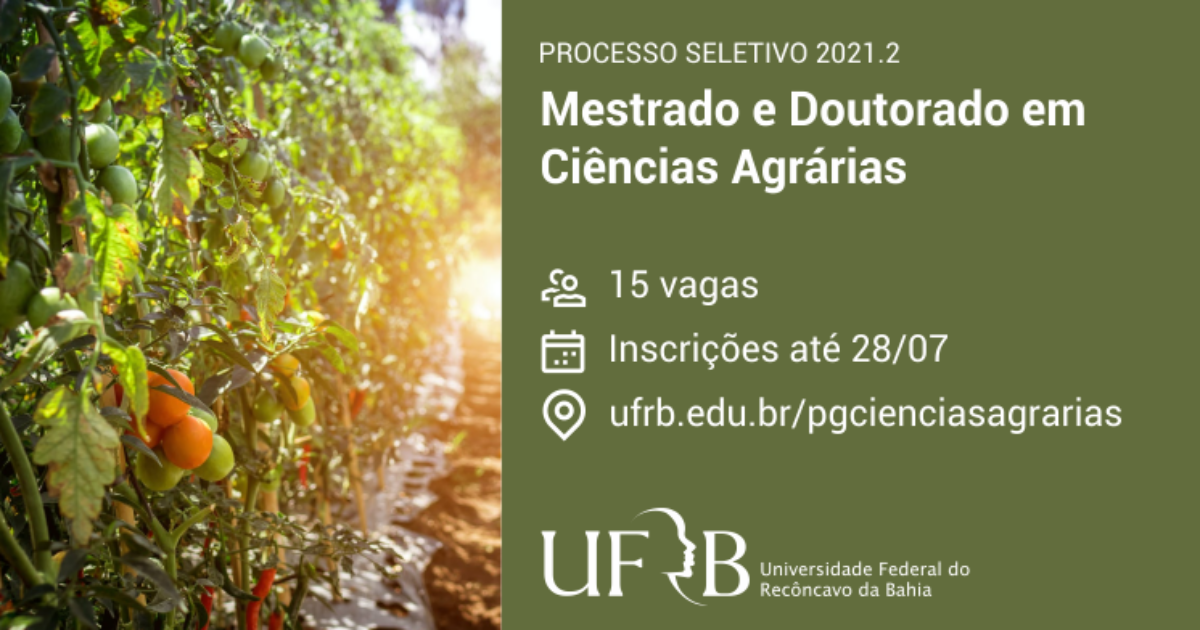 UFRB seleciona alunos para mestrado e doutorado em Ciências Agrárias