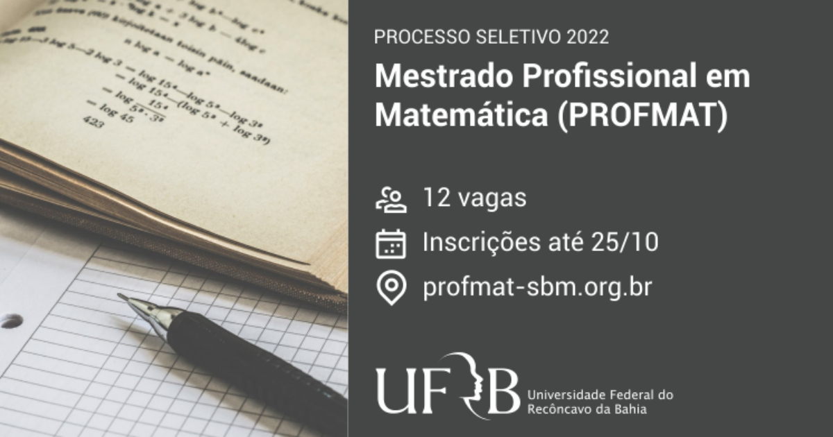 UFRB abre inscrição para Mestrado Profissional em Matemática com 12 vagas