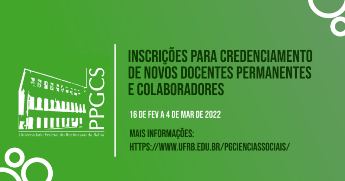 UFRB credencia docentes para o Programa de Pós-Graduação em Ciências Sociais