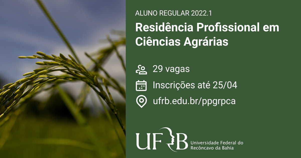 UFRB abre inscrições para Residência Profissional em Ciências Agrárias