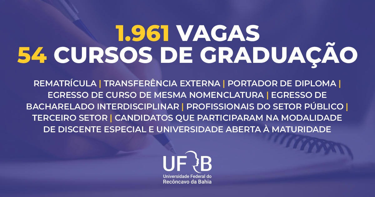 UFRB oferece 1.961 vagas em 54 cursos de graduação para o próximo semestre