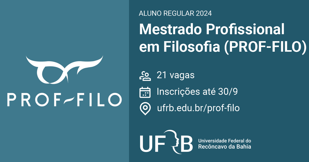 UFRB abre seleção para 21 vagas do Mestrado Profissional em Filosofia no Campus Amargosa