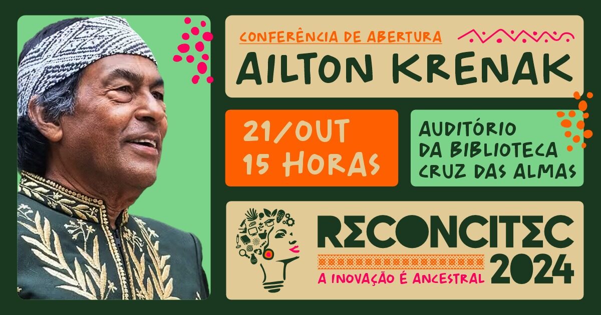 Ailton Krenak é o palestrante da conferência de abertura da Reconcitec 2024