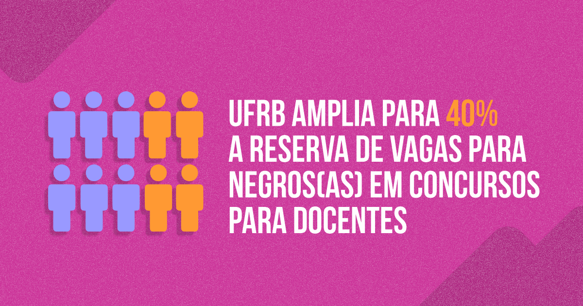 UFRB amplia para 40% a reserva de vagas para negros(as) em concursos para docentes